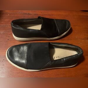 Via Spiga Black Leather Slip-On Loafers